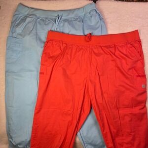 Butter-soft Stretch Scrub Pants Lot of 2 5X Coral Blue Red BSS708 Plus Size